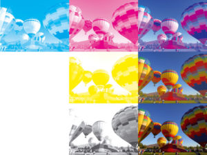 CMYK image of hot air ballons