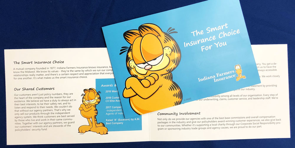 Garfield brochure for Indiana Farmers Insurance